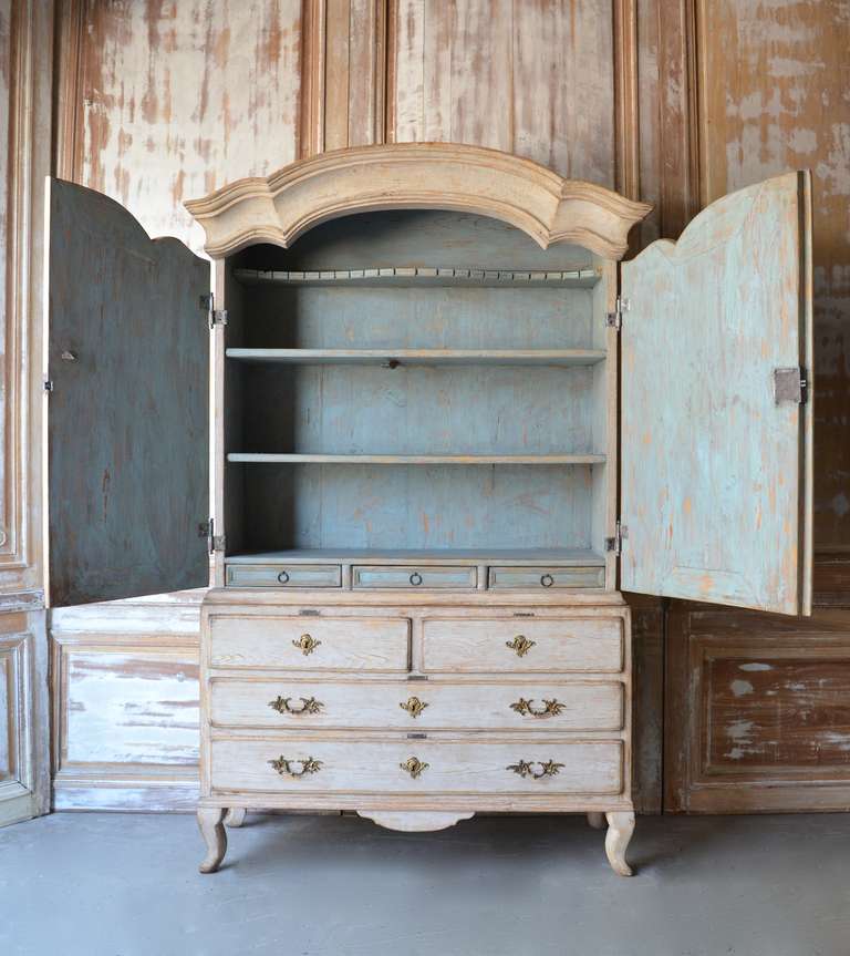 Pine 18th Century Swedish Rococo Period Cabinet