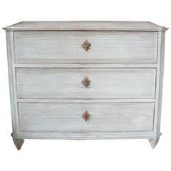 Antique Swedish Chest of Drawers with Reeded Front