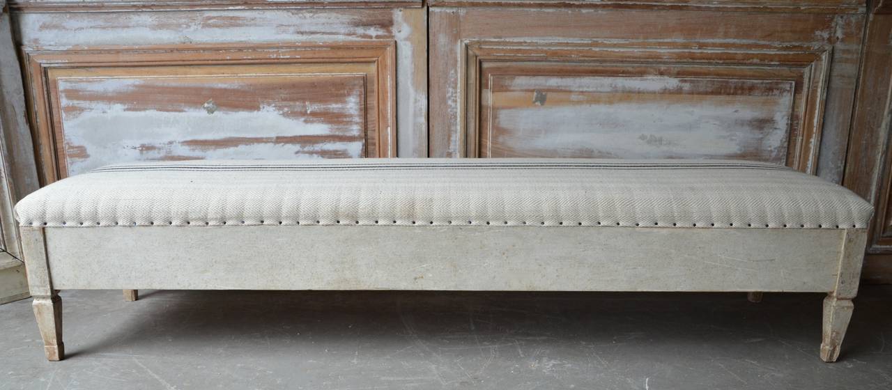 Hand-Carved 19th Century Swedish Gustavian Style Long Bench