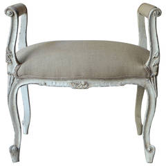 Louis XV Style Painted Bench with Armrests