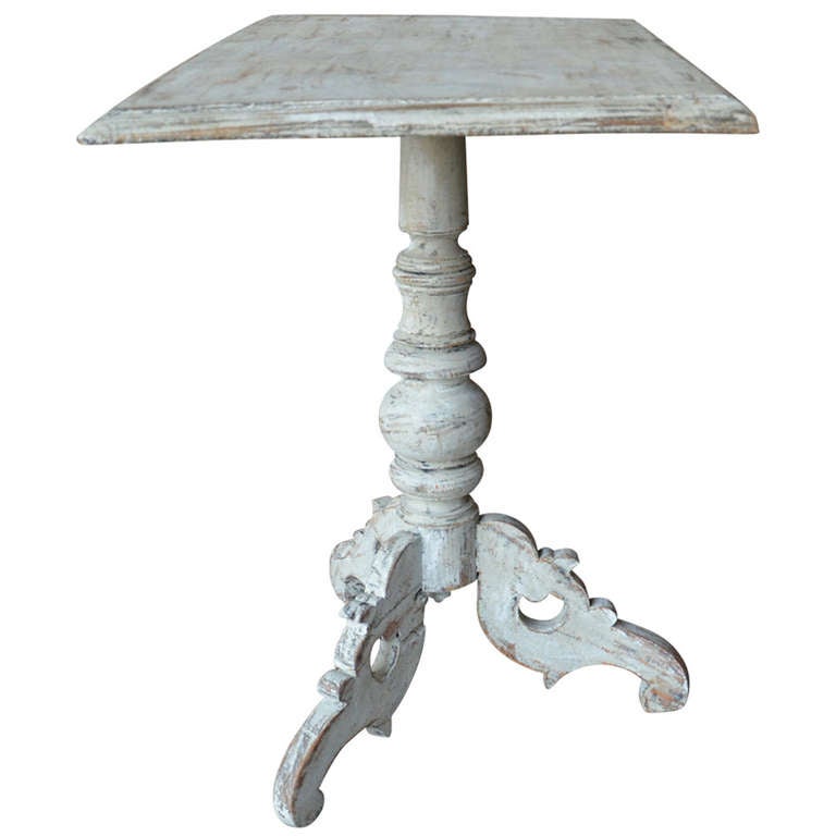 19th century Painted Small Rectangular Pedestal Table at 1stDibs