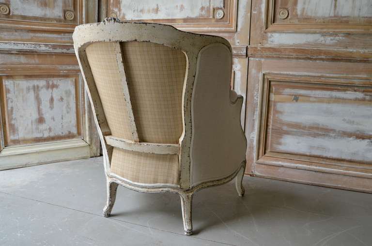 French Pair of Louis XV Style Painted Bergeres, France circa 1860