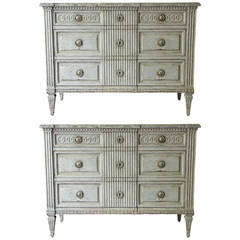 Pair of 19th Century French Louis XV Style Painted Commodes