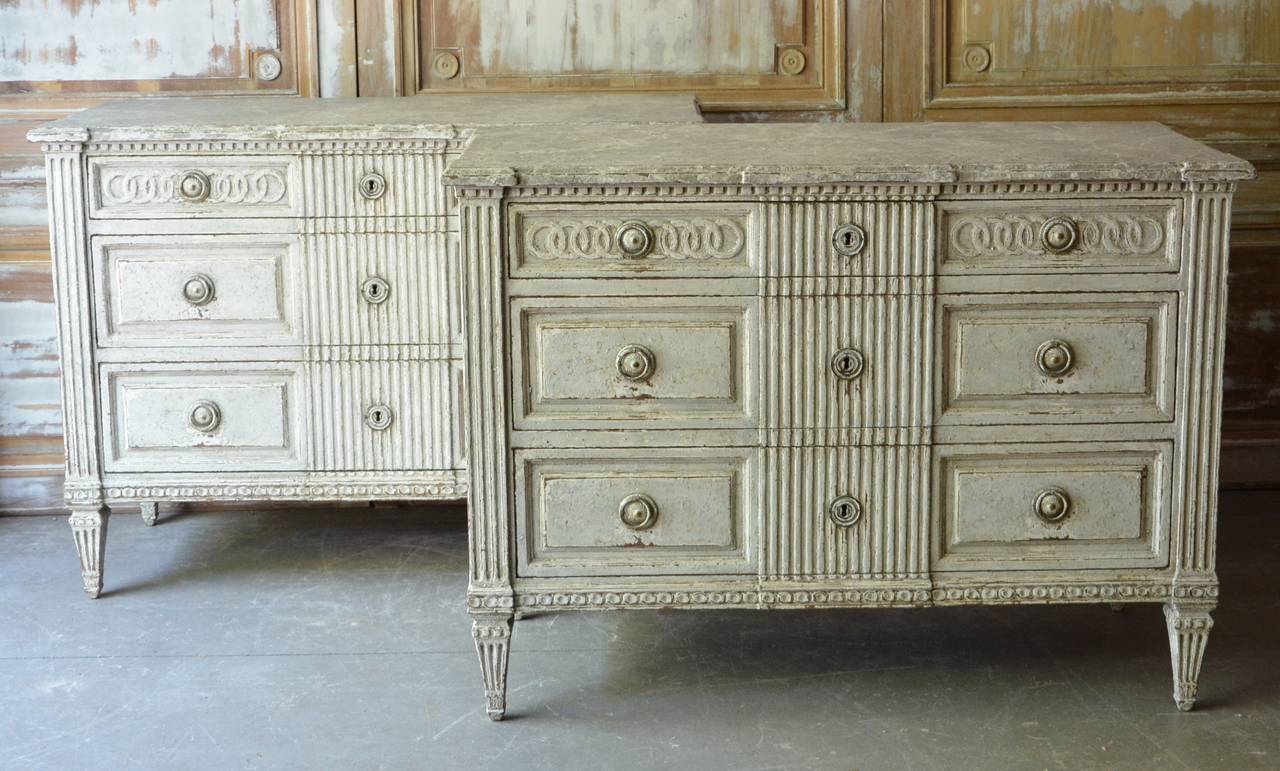 Pair of 19th Century French Louis XV Style Painted Commodes