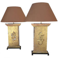 Pair of 19th Century French Architectural Gold Gilt Fragments as Lamps
