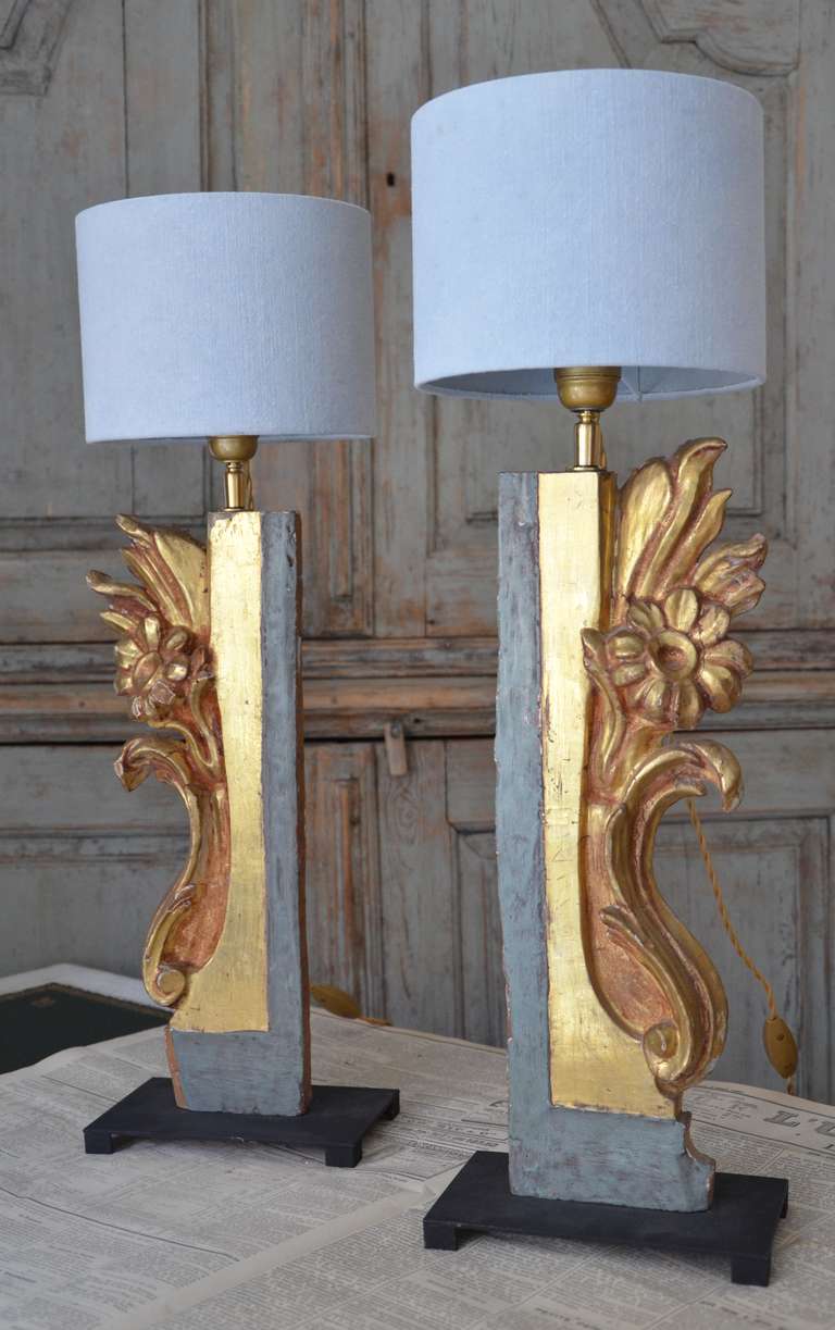 19th Century Fragments made into Table Lamps