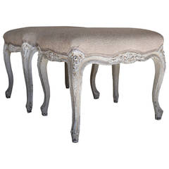 Pair of French Louis XV Style Painted Footstools