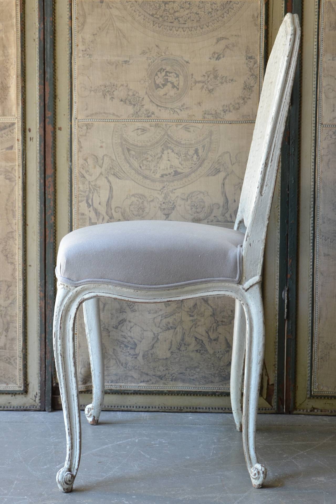 Hand-Carved Set of Six French LXV Style Chairs with Cane Back