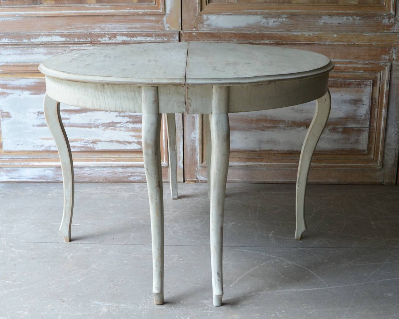 Painted Pair of 19th Century Swedish Demilune Tables