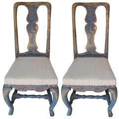 Pair 18th century Swedish Rococo Chairs