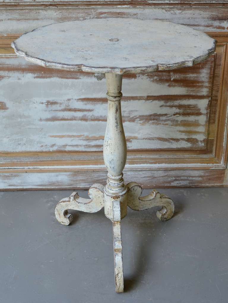 Oval Scalloped top Tripod Table. Sweden 19th century