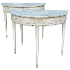 Pair of 18th Century Louis XVI Painted Console Tables
