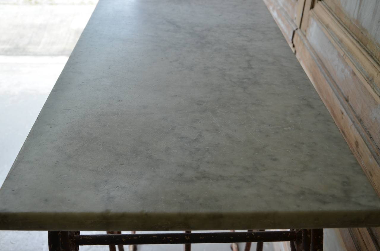 Hand-Crafted 19th Century French Marble-Top Patisserie Table