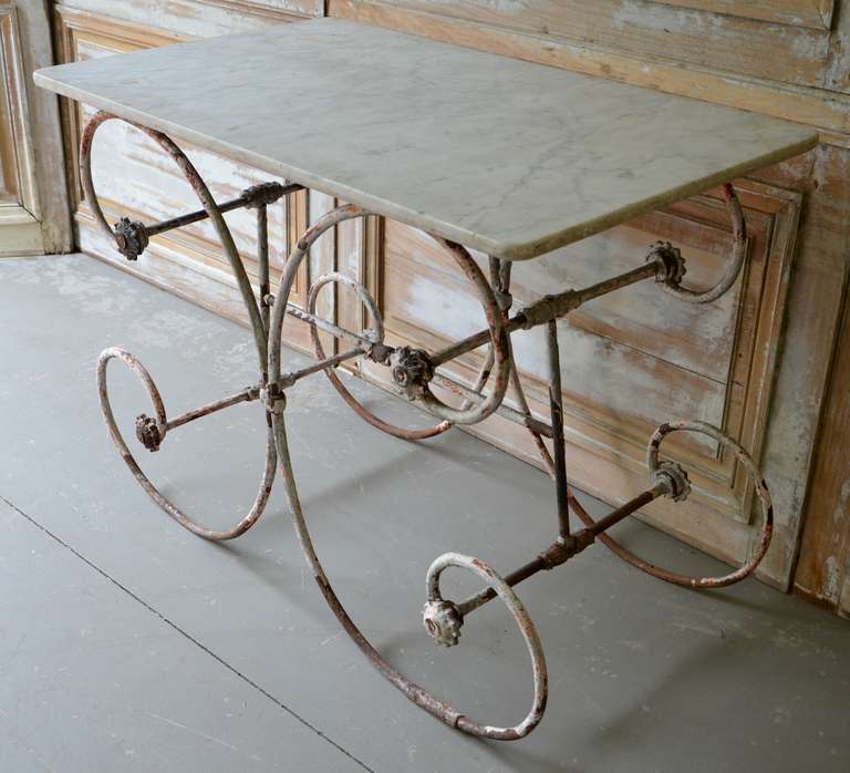 19th century French Marble Top Pastry Table In Excellent Condition In Charleston, SC