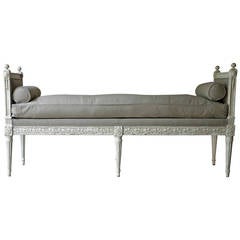 19th Century French Louis XVI Style Bench with Armrests