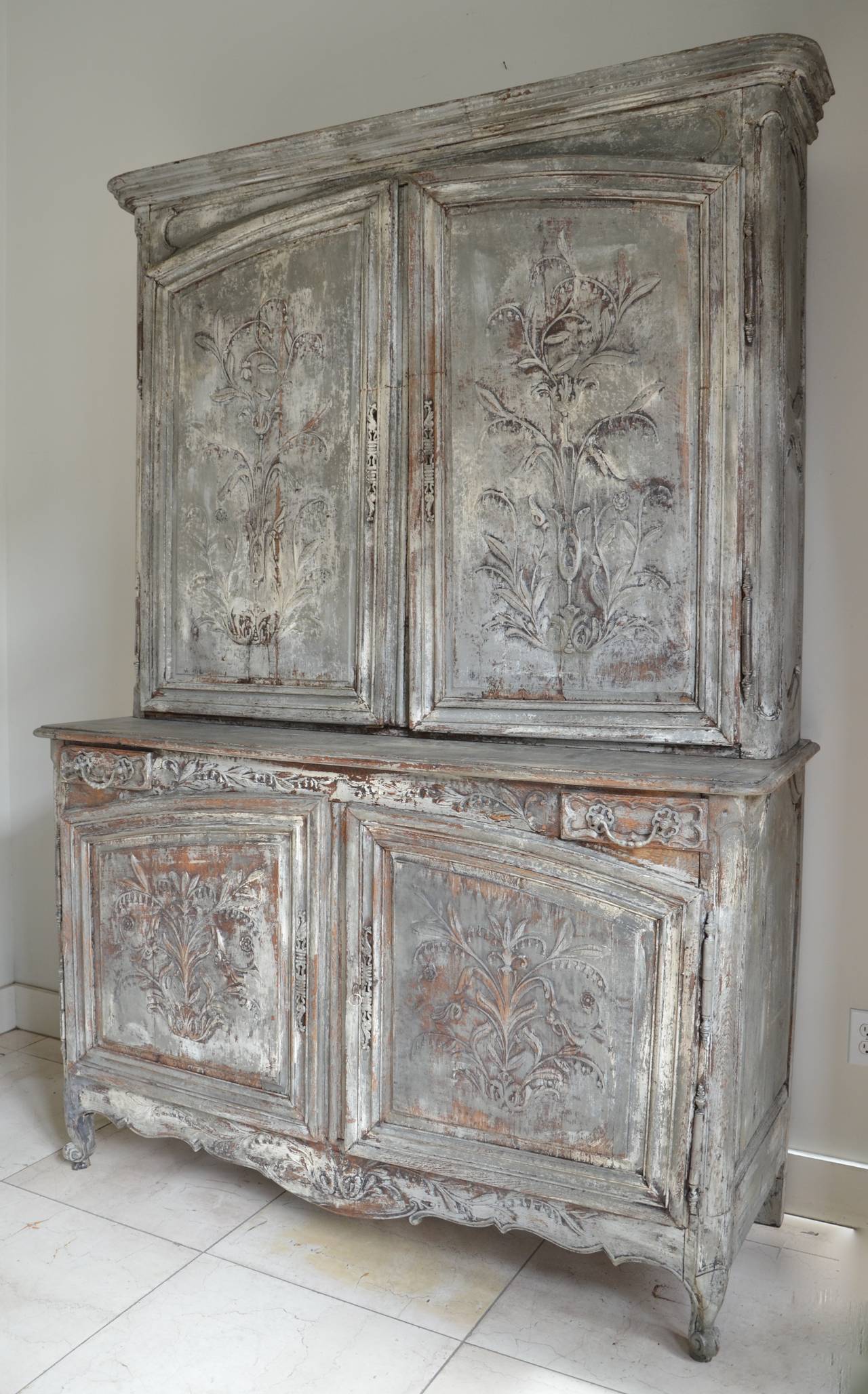 18th Century Period French Painted Buffet a Deux Corps