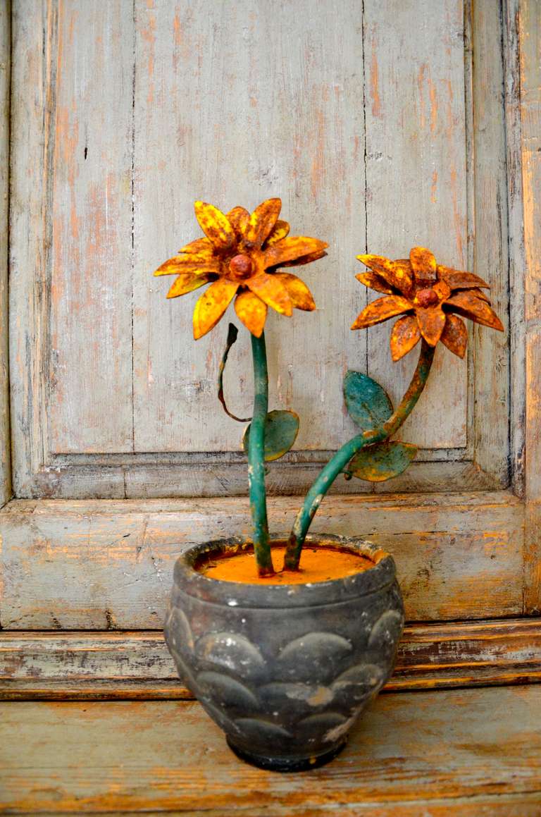 Metal Spanish Flower pots. Spain circa 1920-50