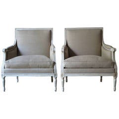 Pair of Louis XVI Style Bergères