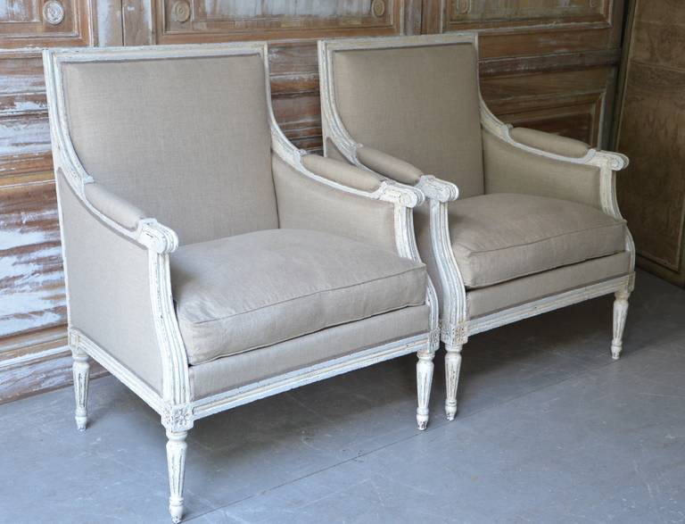 French Pair of Louis XVI Style Bergères