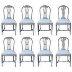 A Set of eight Swedish Painted Wheatsheaf Dining Chairs circa 1900