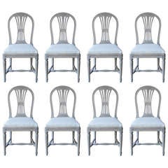 A Set of eight Swedish Painted Wheatsheaf Dining Chairs circa 1900