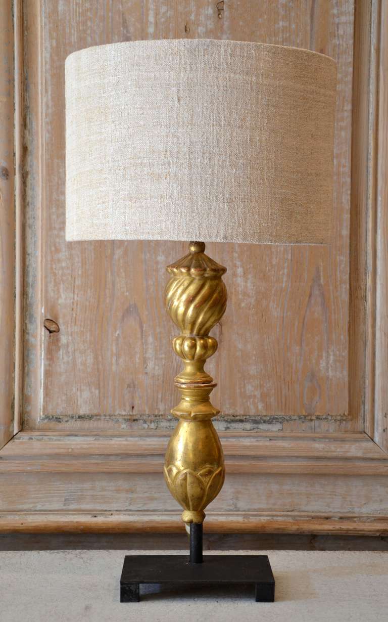 A Pair of 19th century French Architectural Gold Gilt Fragments as Lamps.
