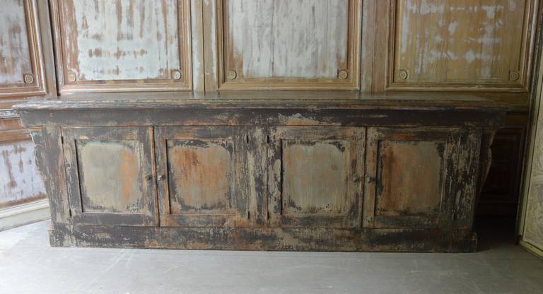 19th Century Huge Painted Shop Counter In Good Condition In Charleston, SC