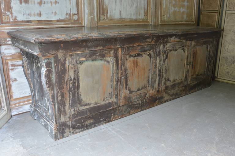 Oak 19th Century Huge Painted Shop Counter