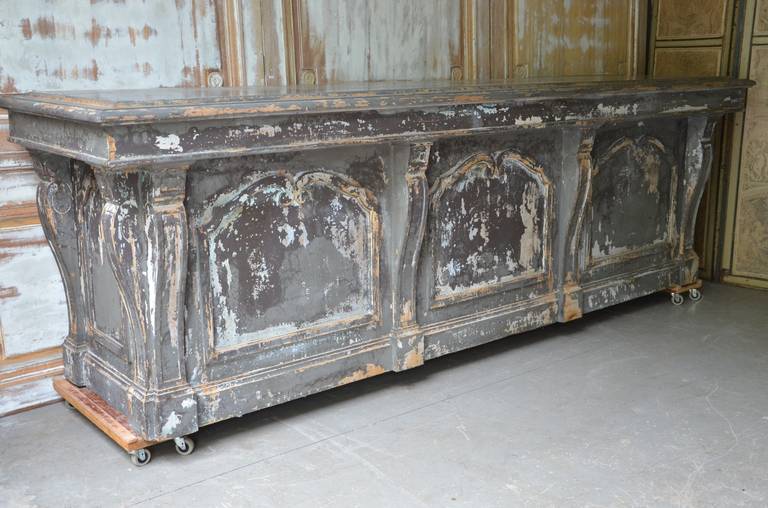 French 19th Century Huge Painted Shop Counter