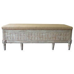 Antique 19th Century Swedish Gustavian Bench with Storage