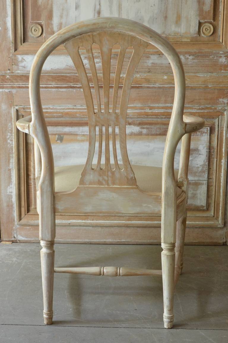 Pair of Painted Swedish Gustavian Style Wheatsheaf Armchairs 2