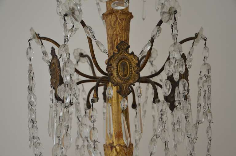 19th Century Italian Gilt Wood and Iron Chandelier For Sale 1