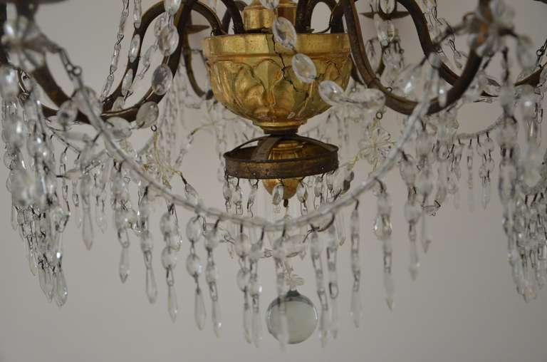 19th Century Italian Gilt Wood and Iron Chandelier For Sale 4