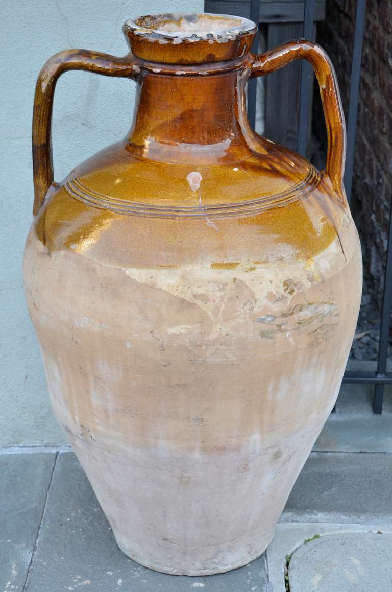 Glazed 19th century Italian Terracotta Jar, Capasone
