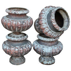 Set of Four 19th Century French Cast Iron Urns 12
