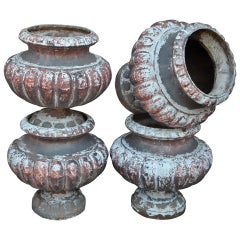 Set of Four 19th Century French Cast Iron Urns