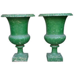 Pair of Classical 19th Century Cast Iron Urns
