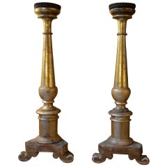 Antique Pair of 19th century Italian Gold Gilt Candlesticks
