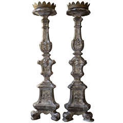 Pair of 19th Century Italian Silver Gilt Candlesticks