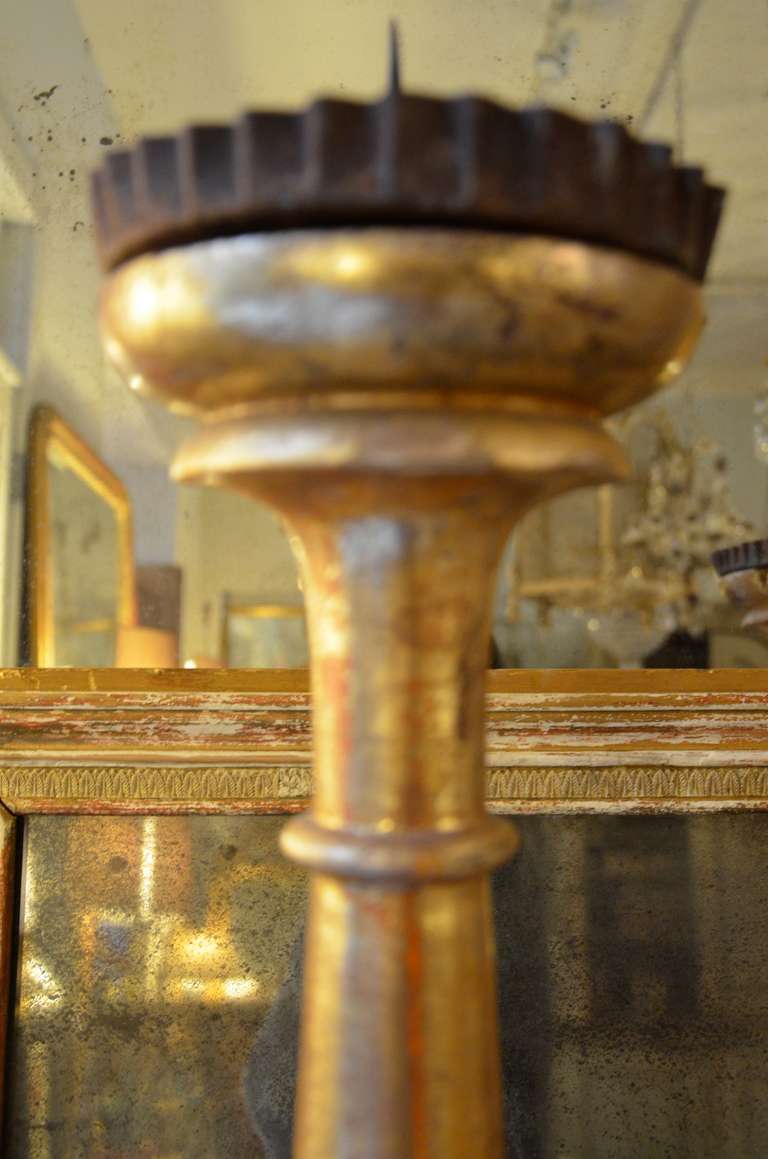 Wood Pair of 19th century Italian Gold Gilt Candlesticks