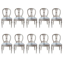 Set of Ten 19th Century Swedish Painted Wheatsheaf Dining Chairs