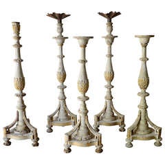Set of Five 18th Century Italian Candlesticks