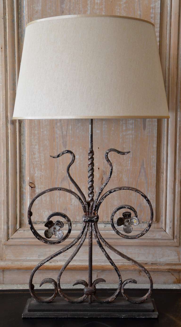 Pair of 19th Century Architectural Iron Fragments as Lamps