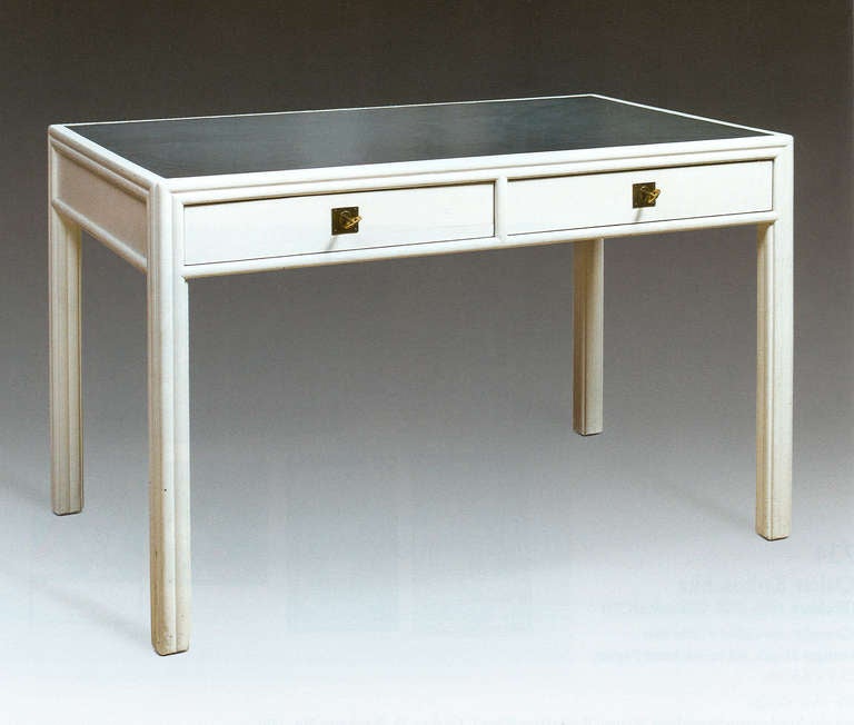 Josef Hoffmann Desk, Painted in White with Grey Leather, Designed for the WW