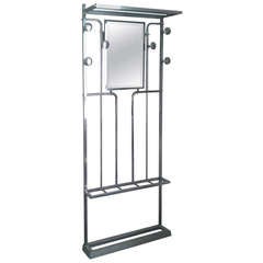 French Art Deco Coat Rack With Mirror And Umbrella Stand