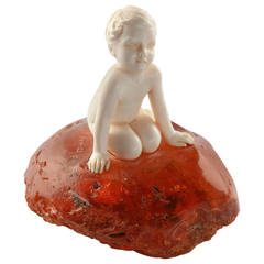 Auf Felsen Sitzender Knabe "A Boy Sitting on the Rock"
