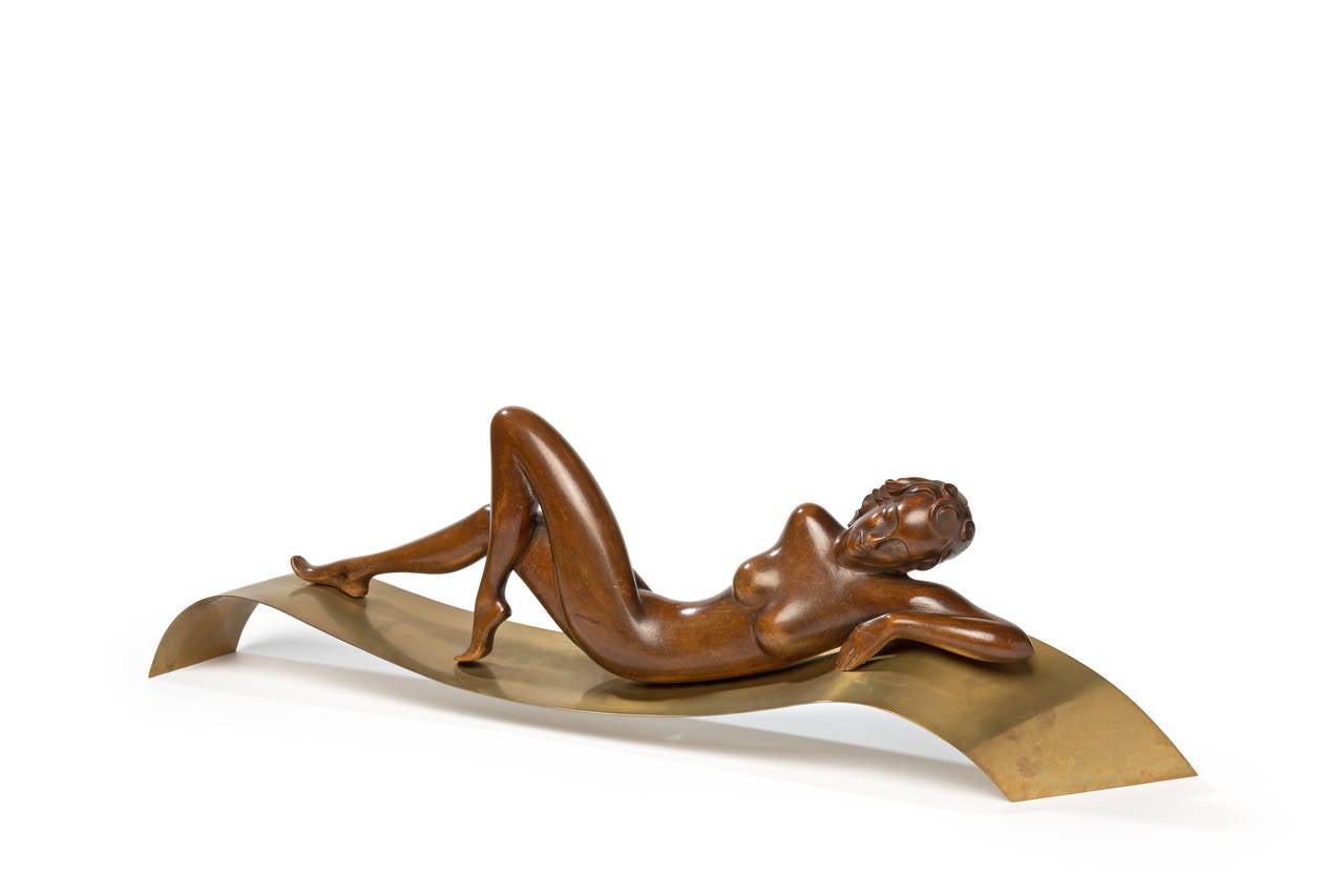 Art Deco Hagenauer Werkstätte Reclining Nude Sculpture For Sale
