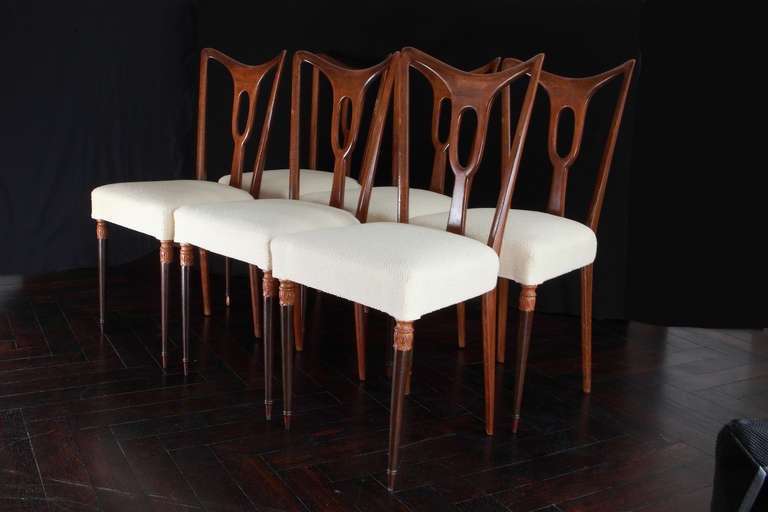Italian Set Of 6 Rosewood Dining Chairs Attributed to Guglielmo Ulrich