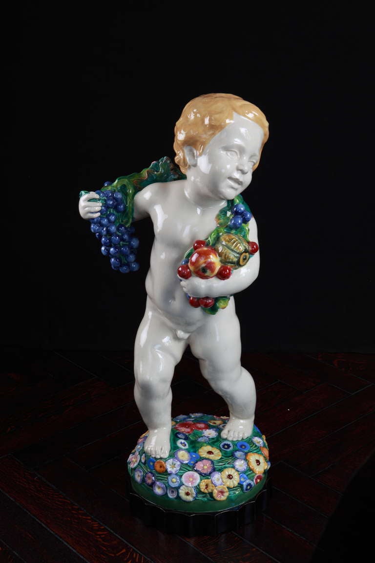Vienna Secession Michael Powolny, Putto with Fruits and Flowers, 