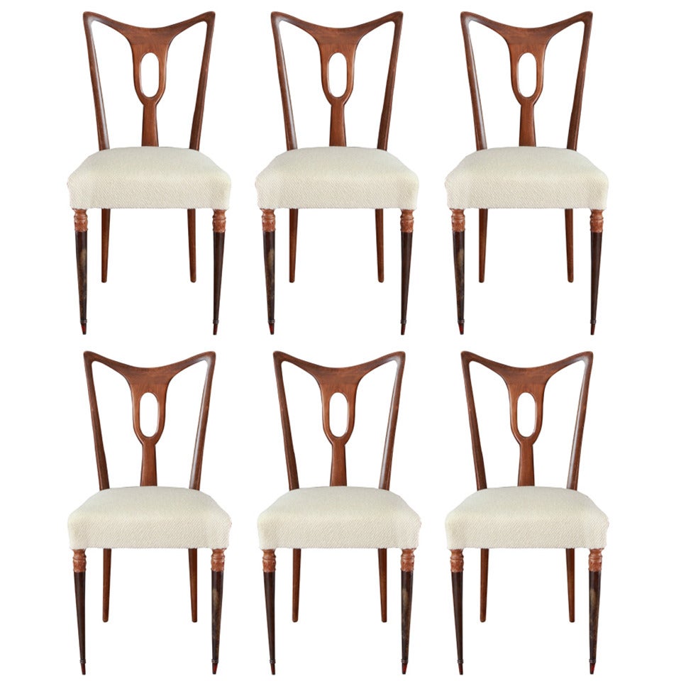 Set Of 6 Rosewood Dining Chairs Attributed to Guglielmo Ulrich